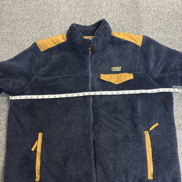 LL Bean Deep Pile Sherpa Fleece Full Zip Jacket Mens 2XL Navy Blue - Picture 4 of 7